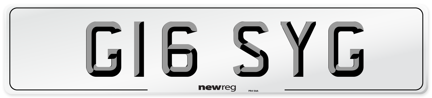 G16 SYG Number Plate from New Reg